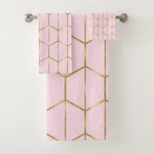 Boho Rosa Hexágono Dorado y Glam Geométrico