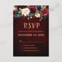 Boho RSVP floral de la Marina Roja de Borgoña