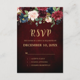 Boho RSVP floral de la Marina Roja de Borgoña