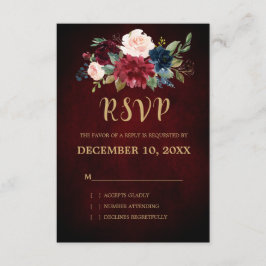 Boho RSVP floral de la Marina Roja de Borgoña