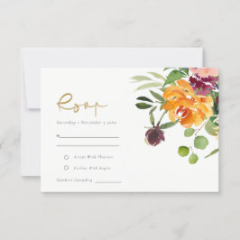 Boho Rubor Naranja amarillo Boda floral RSVP