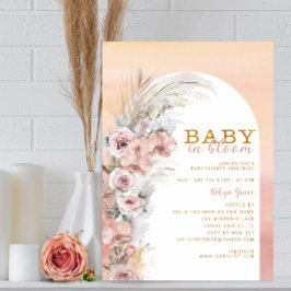 Boho Rubor Pampas Baby en Bloom Invitación