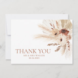Boho Rust Boda Gracias Tarjeta Peligro Plano