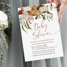 Boho Rustic Fall Florals Baby Shower Invitaciones