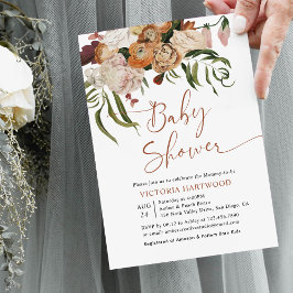 Boho Rustic Fall Florals Baby Shower Invitaciones