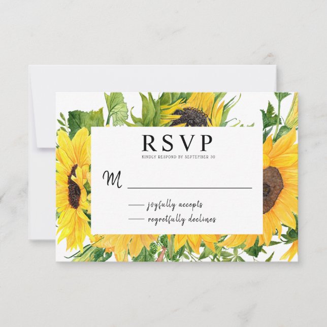 Boho Rustic Sunflower Summer Bouquet RSVP (Anverso)