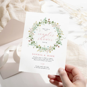Boho Rustic Wildflowers Parejas Ducha Invitación