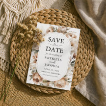 Boho Rústico Boda Floral Guardar La Tarjeta De Fec