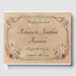 Boho Rústico Boda Floral Libro de Invitado