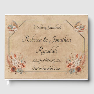 Boho Rústico Boda Floral Libro de Invitado