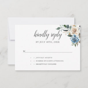 Boho Rústico Dusty Flores Azules Boda RSVP
