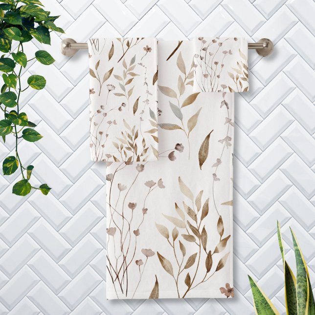 Boho Rústico Watercolor Brown Caída Floral Botánic (In situ)