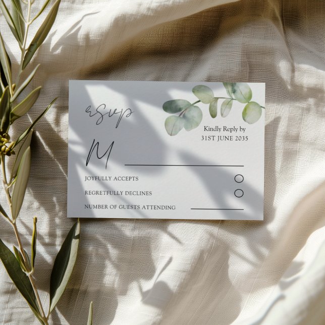 Boho Sage Green Eucalyptus Wedding RSVP (Subido por el creador)