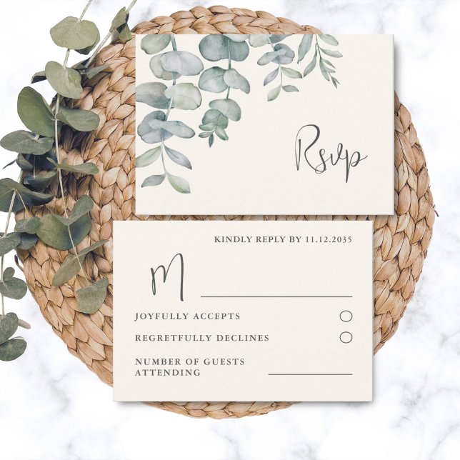 Boho Sage Green Eucalyptus Wedding RSVP (Subido por el creador)