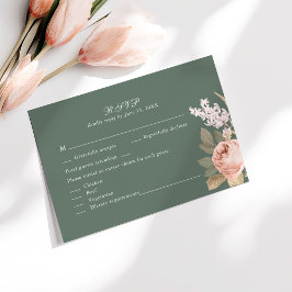 Boho Sage Green Peonies Boda Tarjeta RSVP