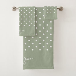 Boho Simple Modern Girly Neutral Polka Dot Sage