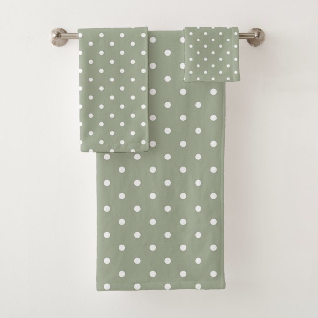 Boho Simple Modern Neutral Polka Dot Sage Green (In situ)
