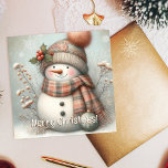 Boho Snowman Feliz Navidad<br><div class="desc">Manden el espíritu cálido de los Navidades con este lindo muñeco de nieve vestido con melocotón y gorra de cuchillos y bufanda cálida gris/gris. Con las mejillas rosadas y la zanahoria por su nariz, esta reconfortante tarjeta de saludo seguramente le dará una sonrisa a cualquiera. Plantillas proporcionadas en el frente...</div>