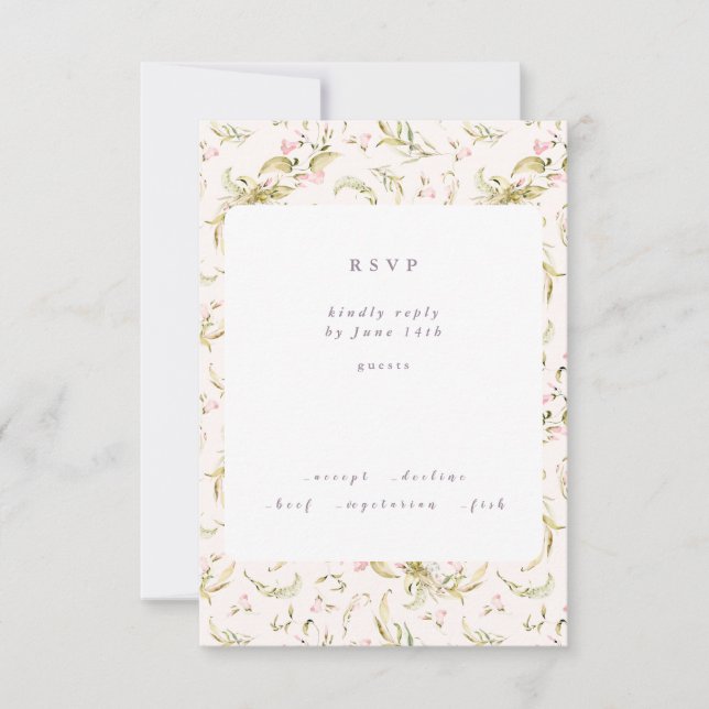 Boho Spring Botanical Big WildFlower Wedding RSVP (Anverso)