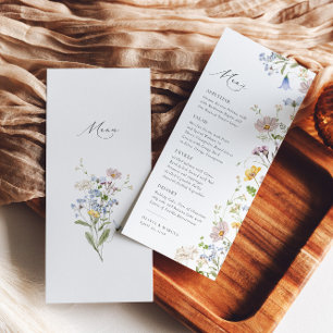 Boho Spring Wildflower Elegante Menú de Bodas Jard