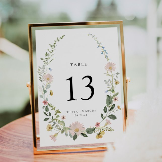 Boho Spring Wildflower Garden Wedding Número de me (Wedding Table Number)