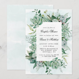 Boho Succulum Greenery Parejas Ducha Invitaciones