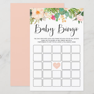 Boho Suculenta la tarjeta de juego de bingo Baby S