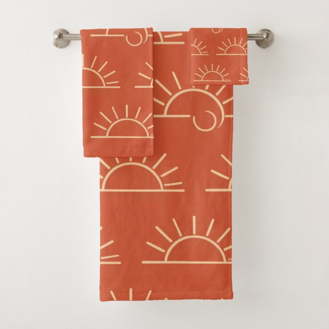Boho Sun Bathroom Towel Set (In situ)