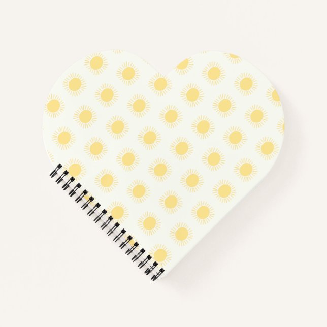 Boho Sun Heart en forma de cuaderno en amarillo (Anverso)