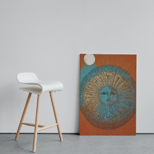Boho Sun Moon Poster de arte de pared impreso