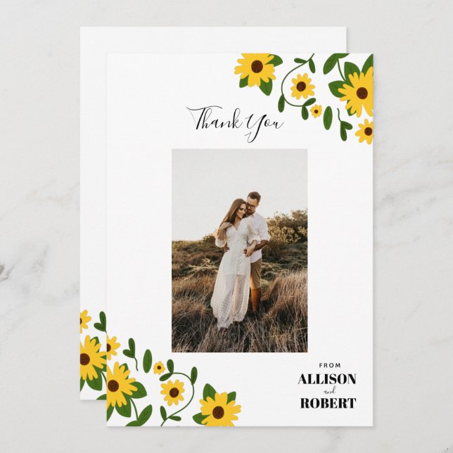 Boho Sunflower Patch Tarjeta de agradecimiento (Anverso / Reverso)