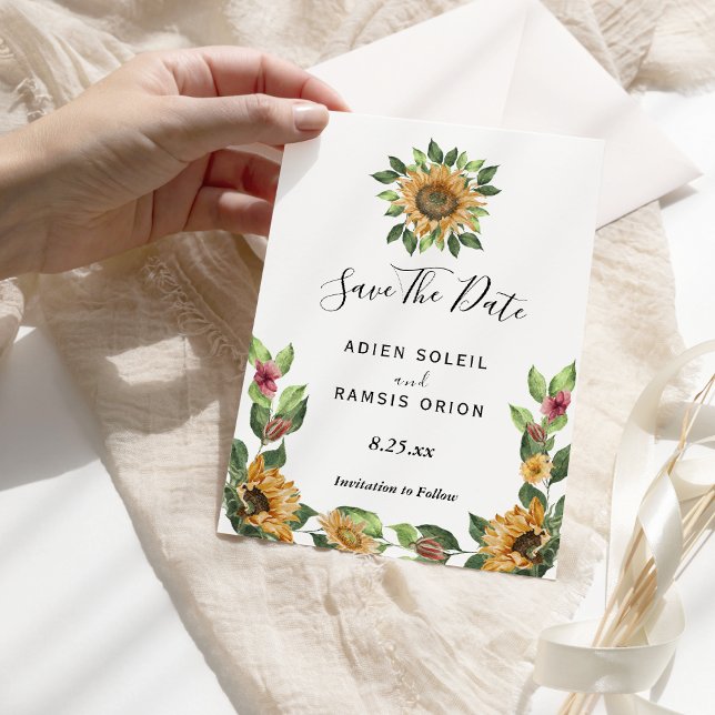 Boho Sunflower Wedding Salva la tarjeta de fecha (Subido por el creador)