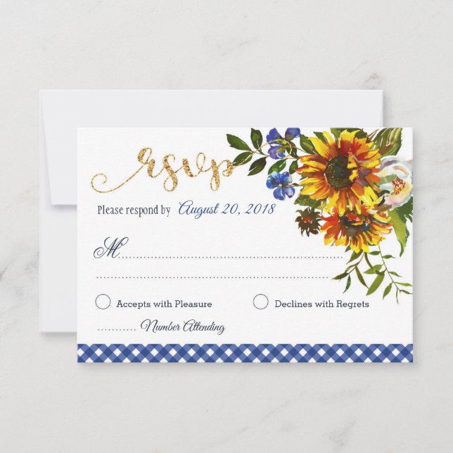 Boho Sunflowers Country Western Floral RSVP Card (Anverso)