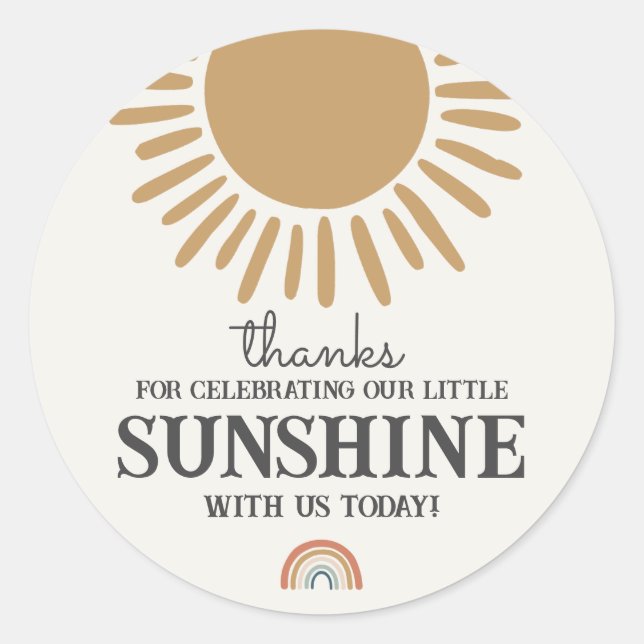 boho sunshine cumpleaños rainbow pegatina (Anverso)