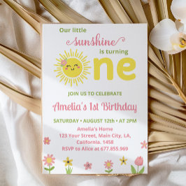 Boho Sunshine Wildflower Primera invitación a cump