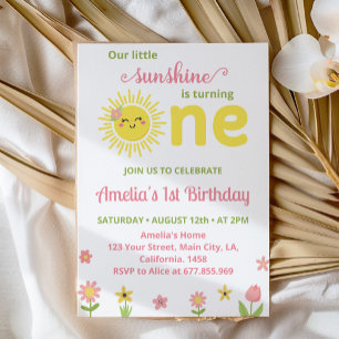 Boho Sunshine Wildflower Primera invitación a cump