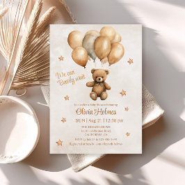 Boho Teddy Bear con globos Invitación a la ducha