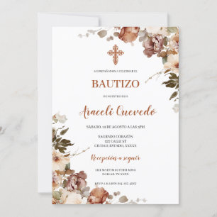 Boho Terracota Baptism Invitación española