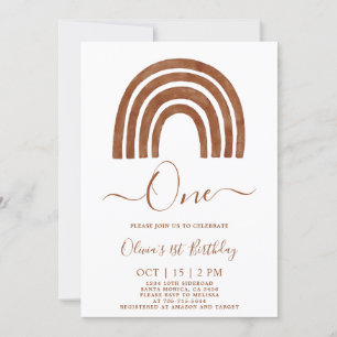 Boho Terracotta Arcoiris Primera Invitación de cum