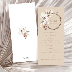 Boho Terracotta Beige Floral Wreath Boda Menú