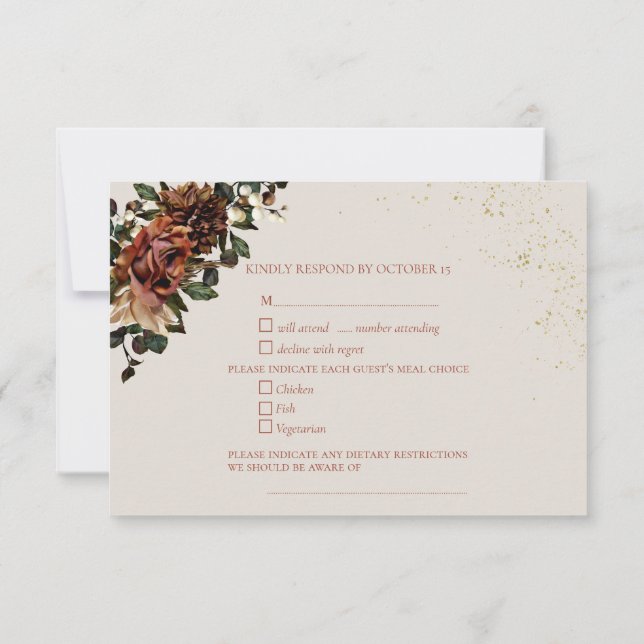 Boho Terracotta Botanica Floral Gold RSVP (Reverso)