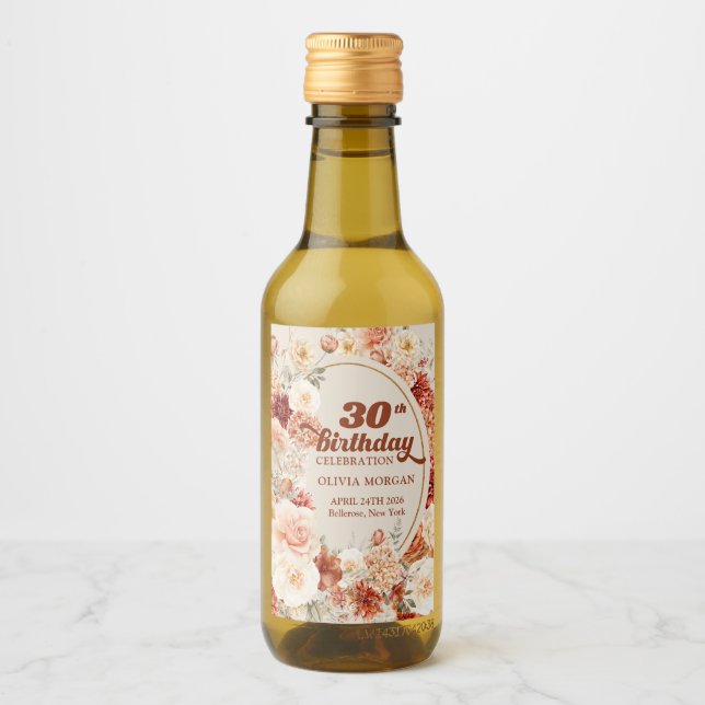 Boho terracotta burgundy floral 30 cumpleaños (Anverso)