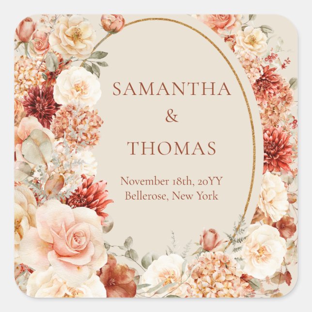 Boho terracotta burgundy pegatina de eucalipto flo (Anverso)