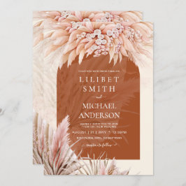 BOHO Terracotta Coral Pampas Grass Boda