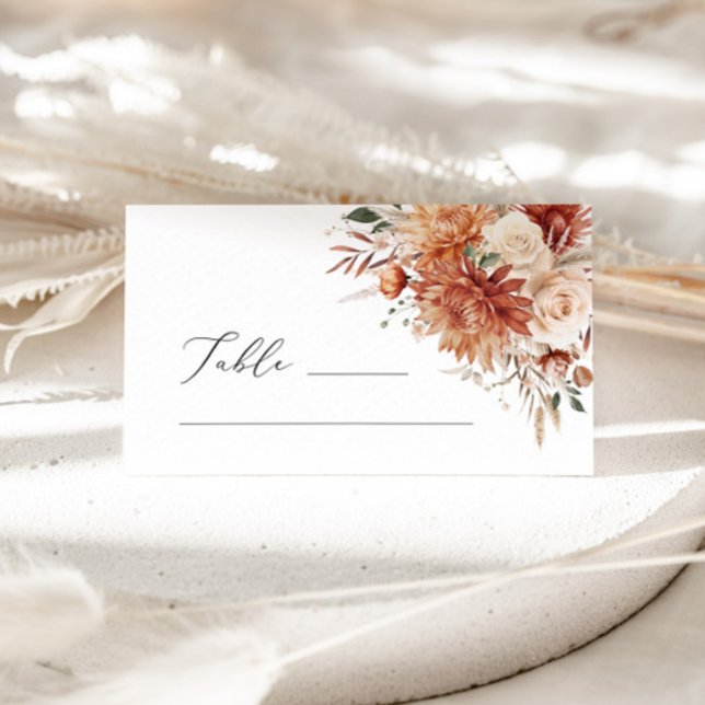 Boho Terracotta Dahlia Rosa Boda Tarjeta de plaza (Subido por el creador)