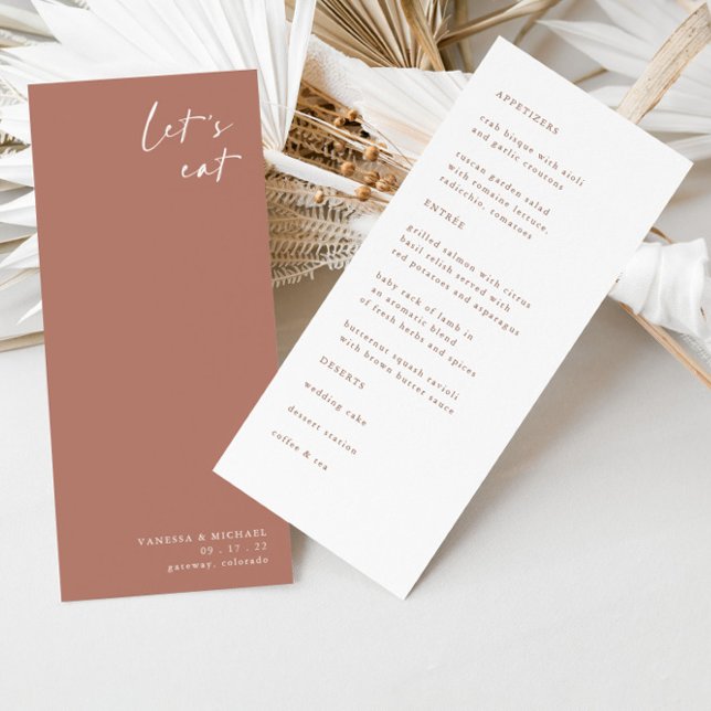 Boho Terracotta Elegante Menú Boda Minimalista (Subido por el creador)