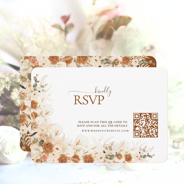 Boho Terracotta Floral Código QR Boda Tarjeta RSVP (Subido por el creador)