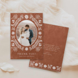Boho Terracotta Foto Tarjeta de agradecimiento