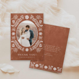 Boho Terracotta Foto Tarjeta de agradecimiento