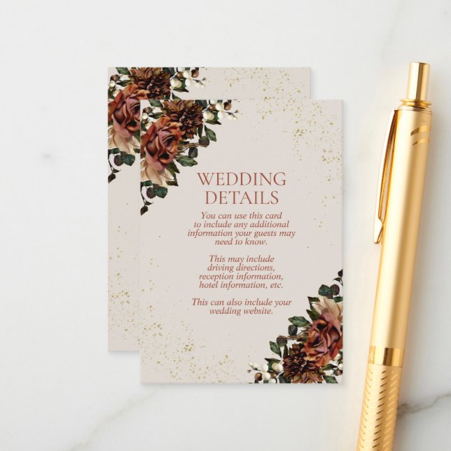 Boho Terracotta Greenery Detalles Tarjeta de Gabin (Anverso/Reverso In Situ)